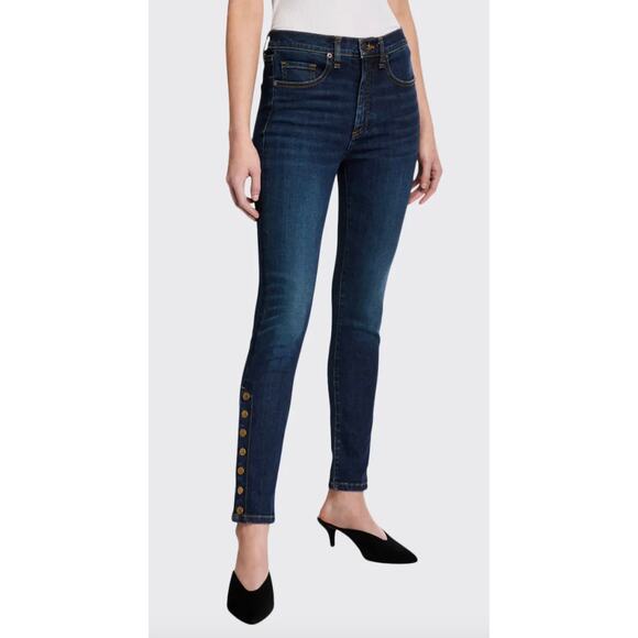 Veronica Beard Debbie Snap Detail Skinny High Rise Ankle Jeans - Picture 1 of 11